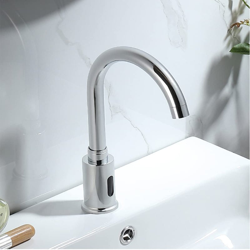 YCCUZA Automatic Faucet Chrome Touchless Kitchen Faucet Touch-Free Electric Automatic Infrared Sensor Touchless Faucet Bathroom Public Vessel Sink Faucet Motion Sensor Actived Dual Powered AC/DC - Image 5